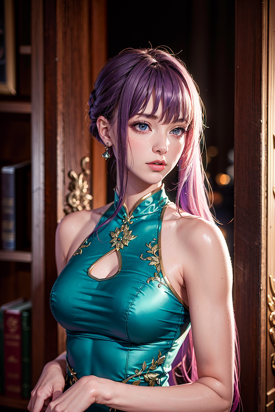 04025-569067759-masterpiece,ultra highres,ultra detailed,best quality,_1girl,purple hair,green dress,china dress,upper body,solo,.png